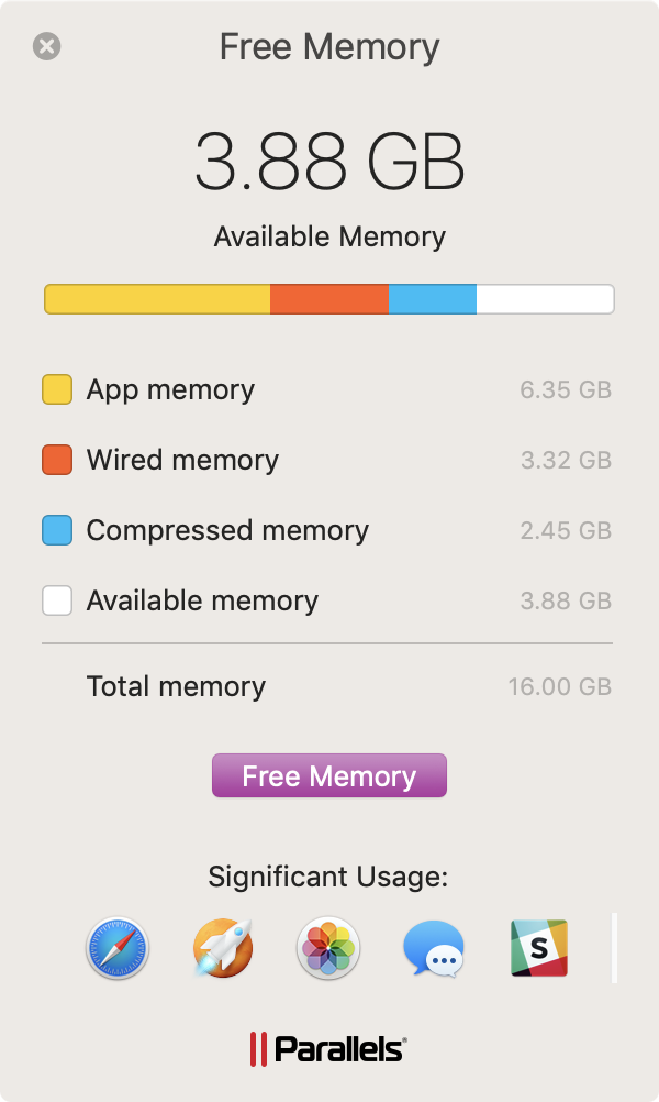 Parallels Toolbox Free Memory