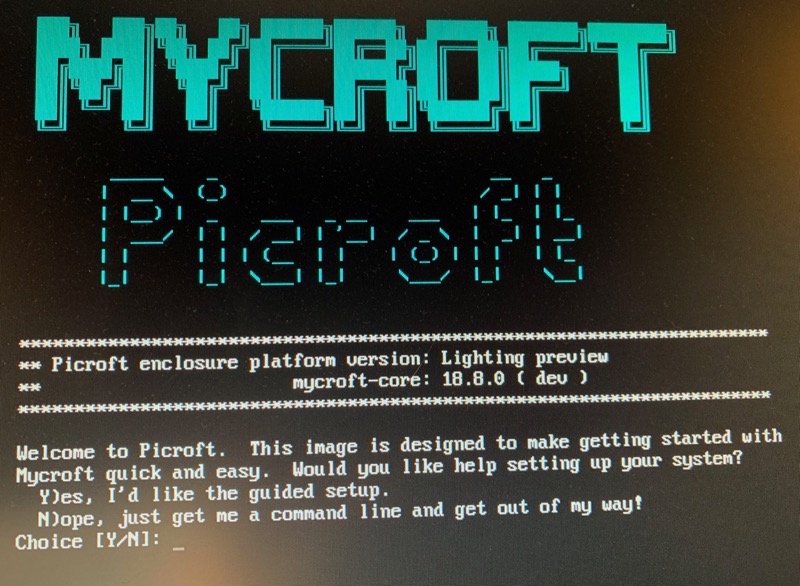 Mycroft Picroft setup screen