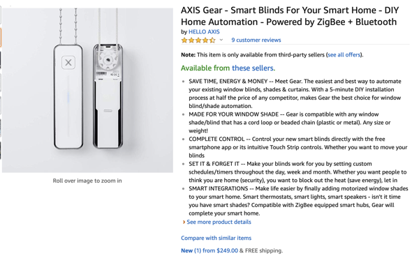 Axis gear on Amazon