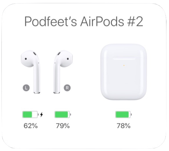 iOS showing Podfeet's AirPods connected