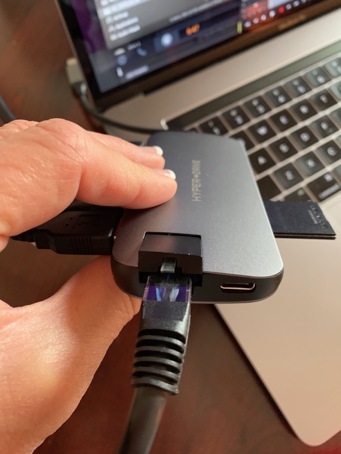 HyperDrive 8 in 1 USB C Hub showing Ethernet