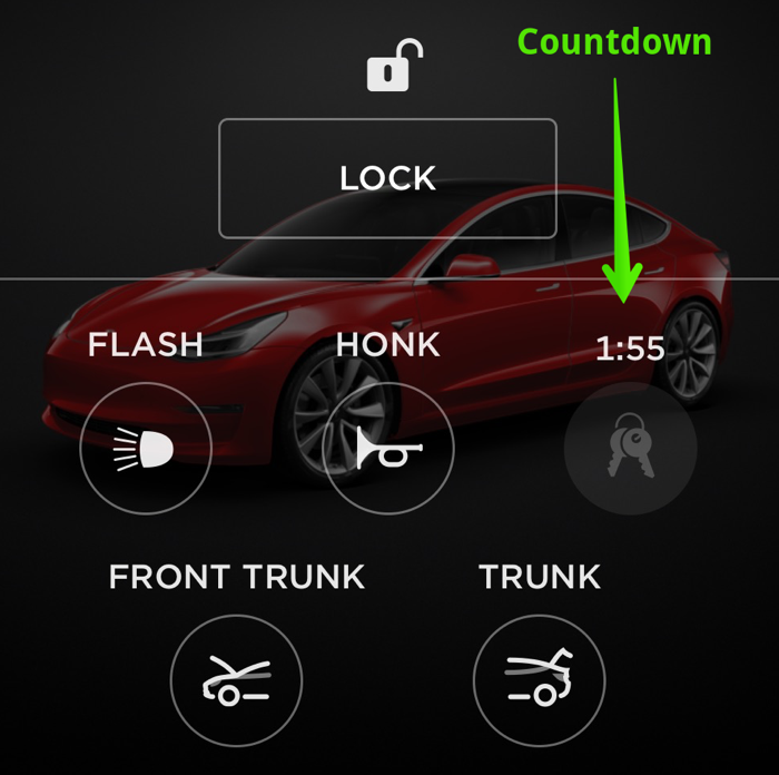 Tesla app countdown on keyless driving