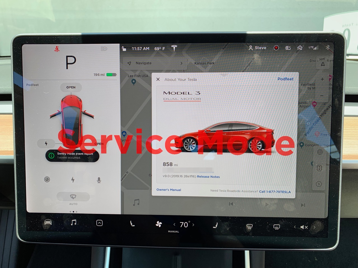 Tesla Model 3 in Service Mode