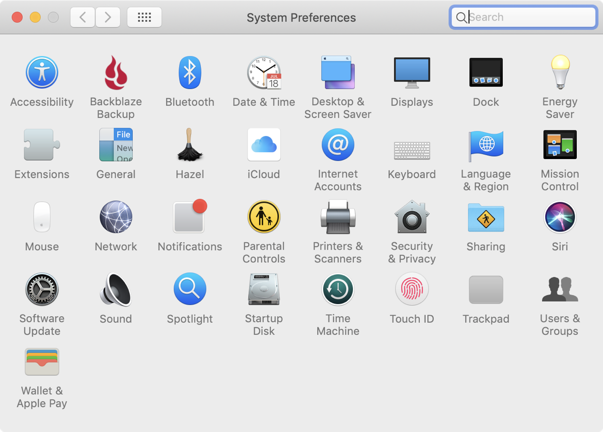 #title# System prefs default organize alphabetically