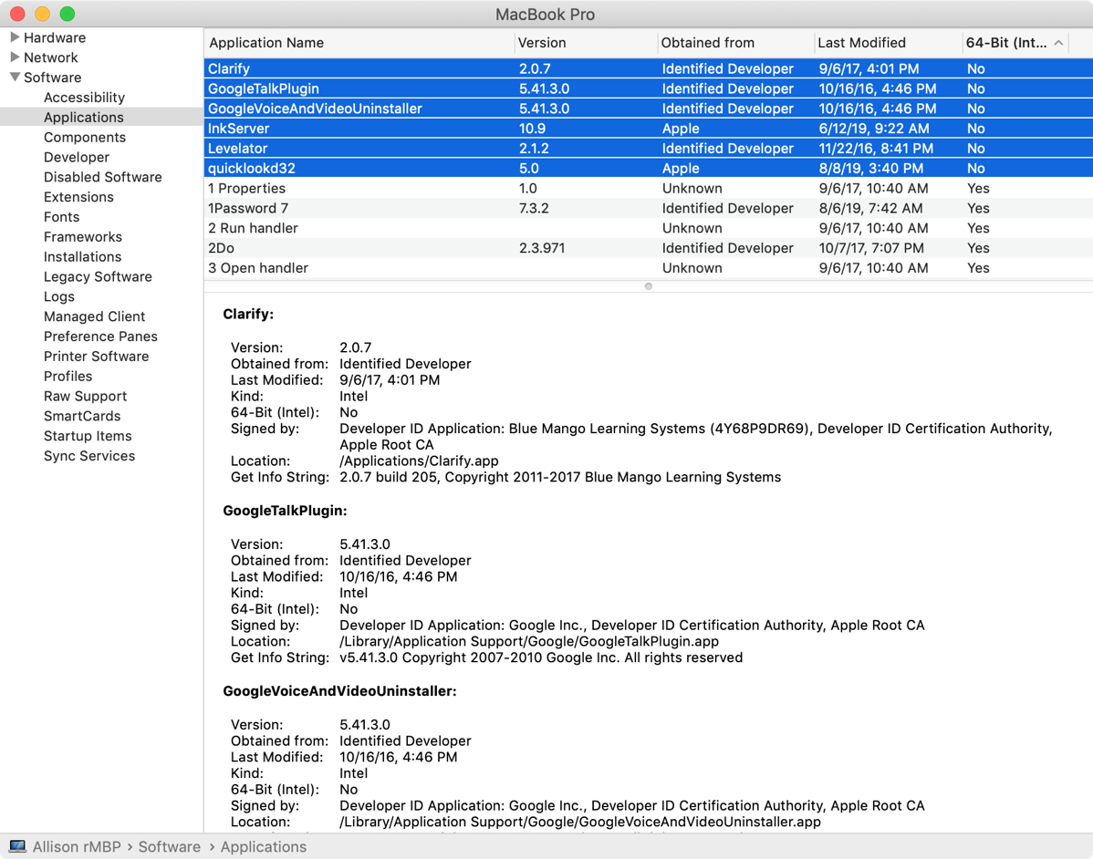 System Information with 32 bit apps selected