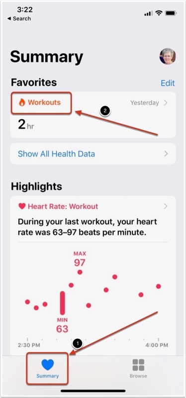 Delete: Select Workouts from Summary