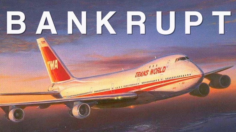 TWA plane with Bankrupt on image