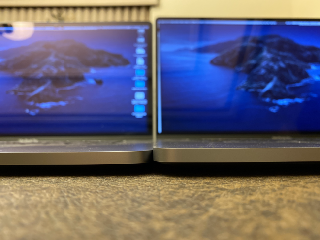 2016 and 2019 MacBook Pro side-by-side for comparison