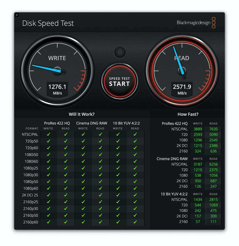 Steven's 2018 13 MacBook Pro Black Magic disk speed test