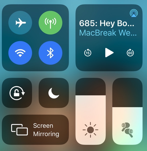 Control center AirPods Pro
