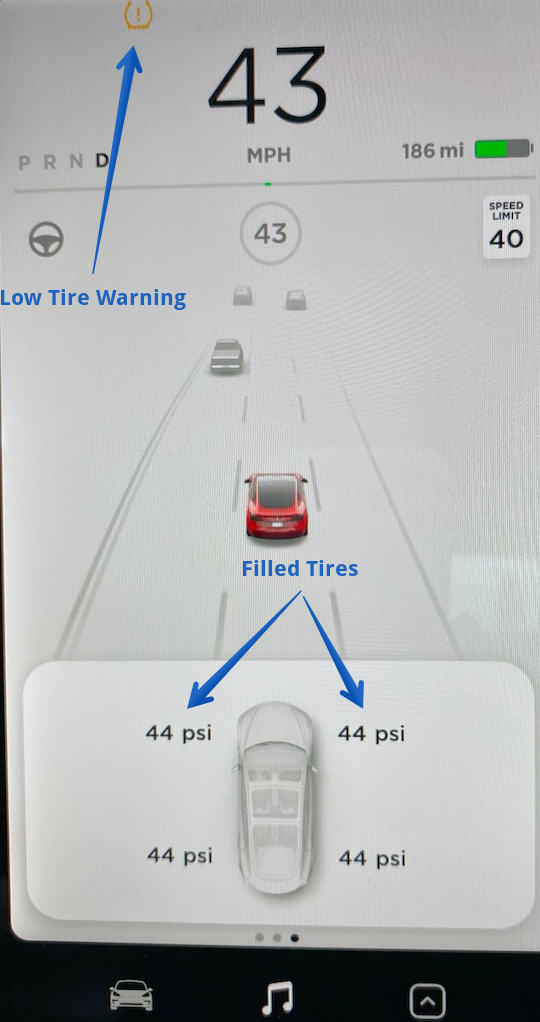 Tesla tire warning