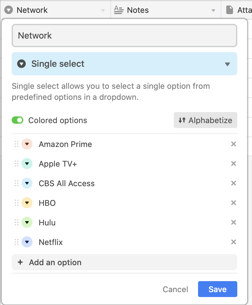 Single Select Field