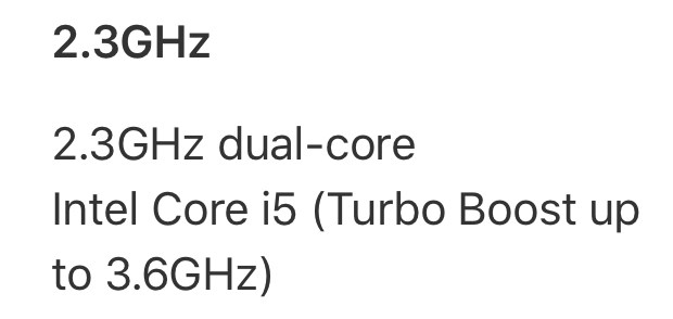 2 3GHz turbo boost to 3 6GHz