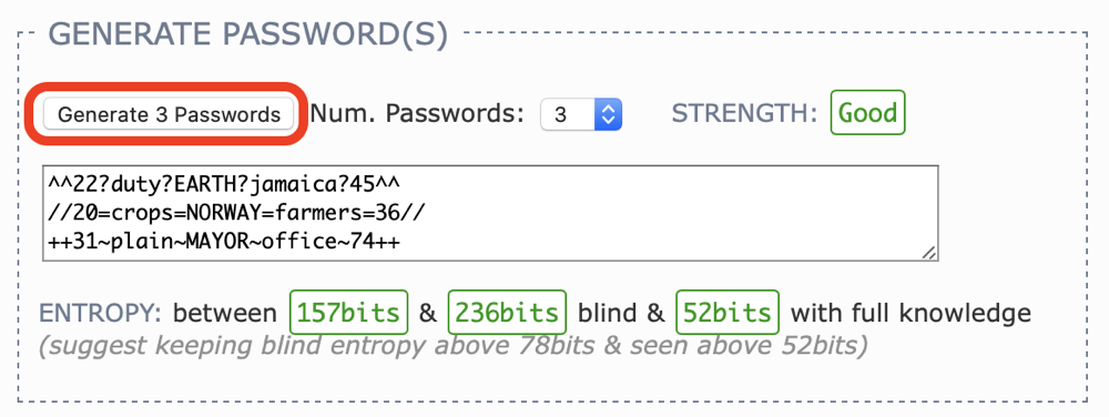 01 Generate 3 Passwords Button