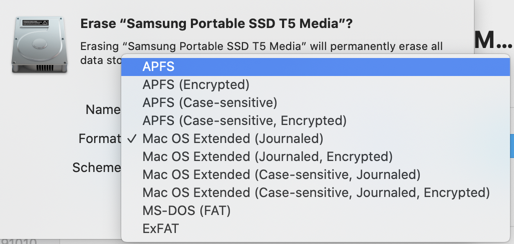 Disk format options