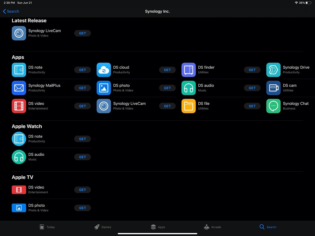 iOS Apps from Synology