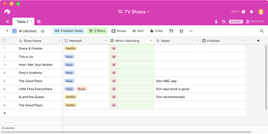 Airtable Allison Grid View