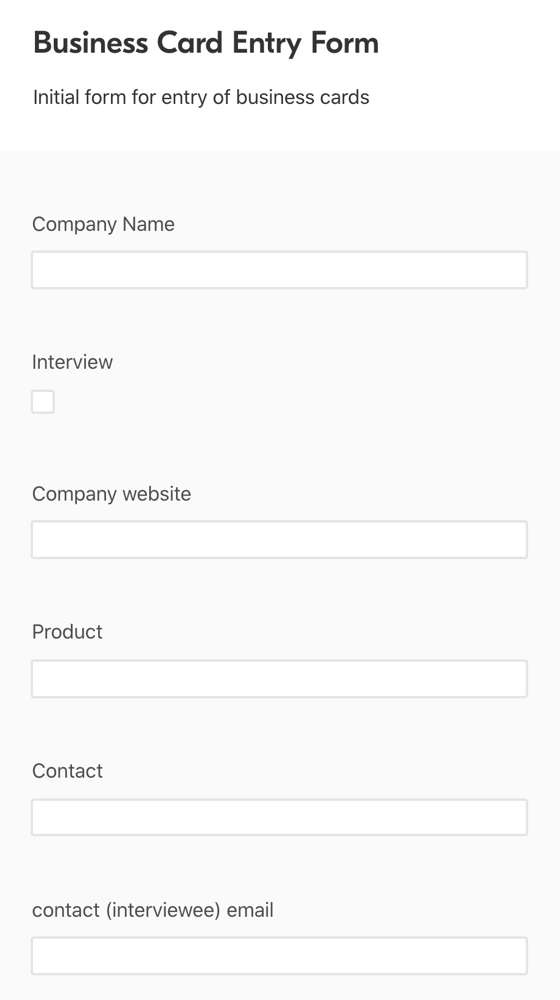 Airtable Business Card Entry Form