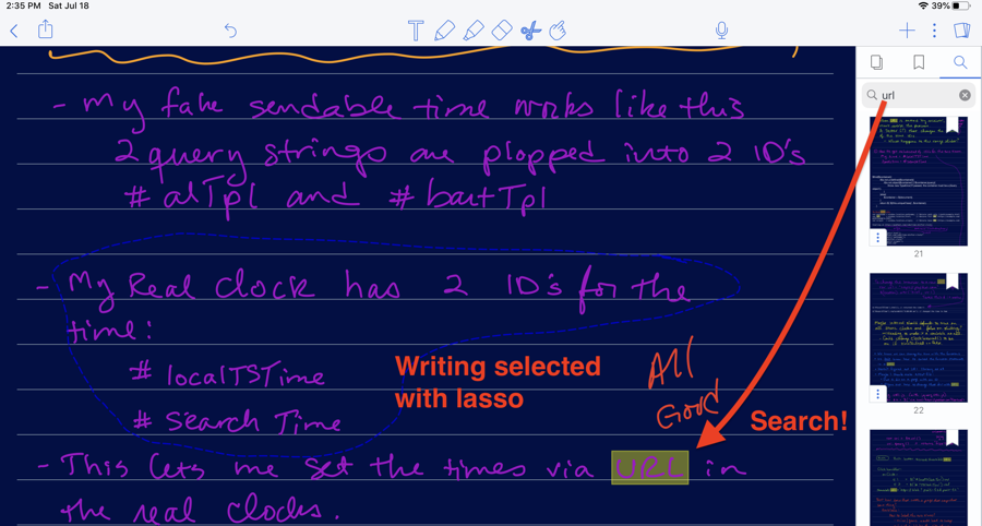 Search and Lasso selected Text in Notability