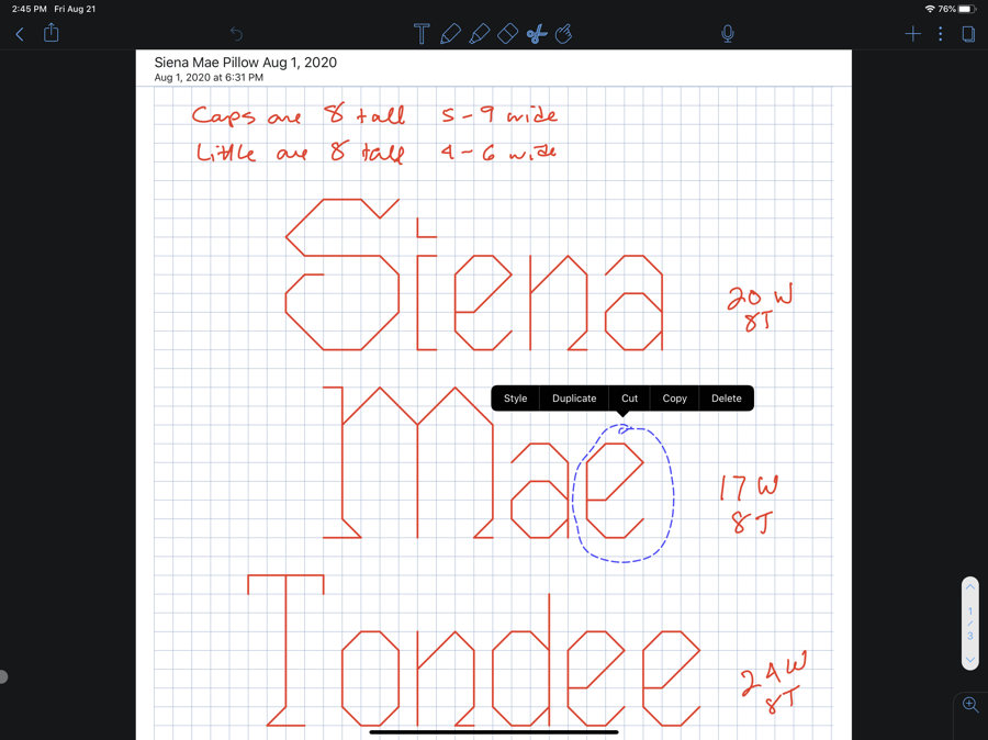 Lettering in Notability