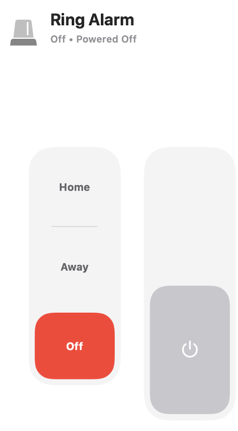 Ring alarm in HomeKit with Two Switches