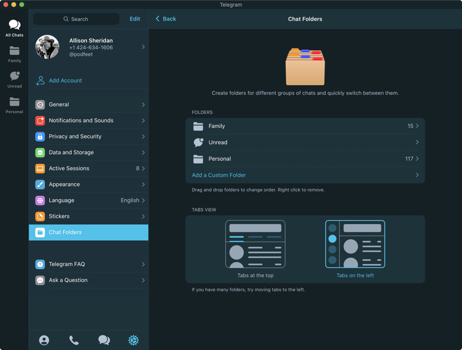 Telegram Chat Folders