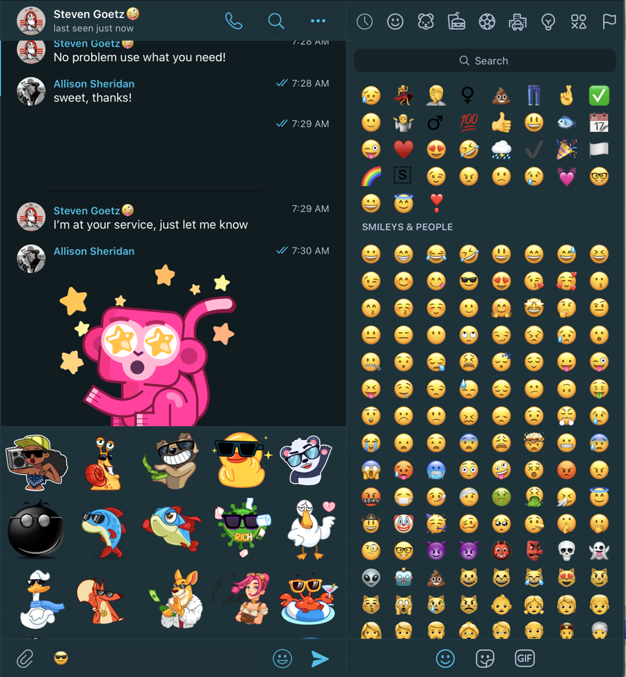 Telegram Emoji and Suggested Stickers