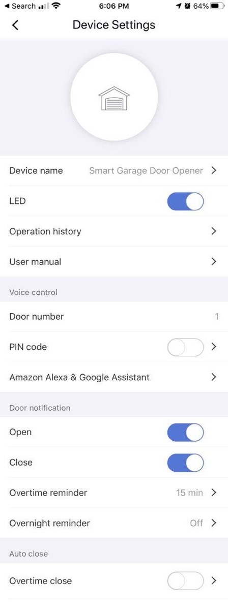 #title# Meross app toggles for controls on device