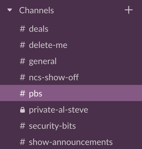 #title# Slack Channels as described