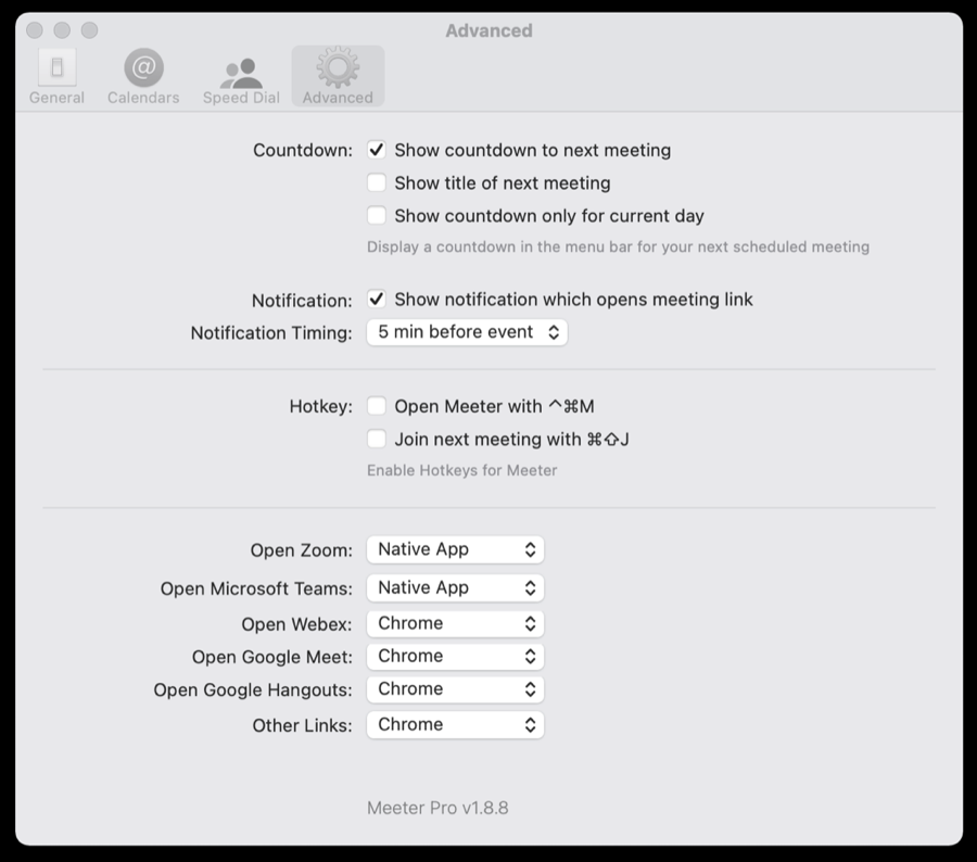 Advanced Settings for countdown