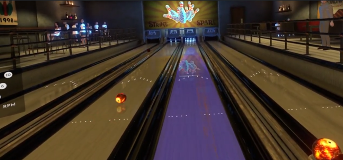 Virtual Bowling with a purple lane