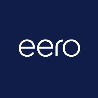 eero logo white sans serif letters on blue background