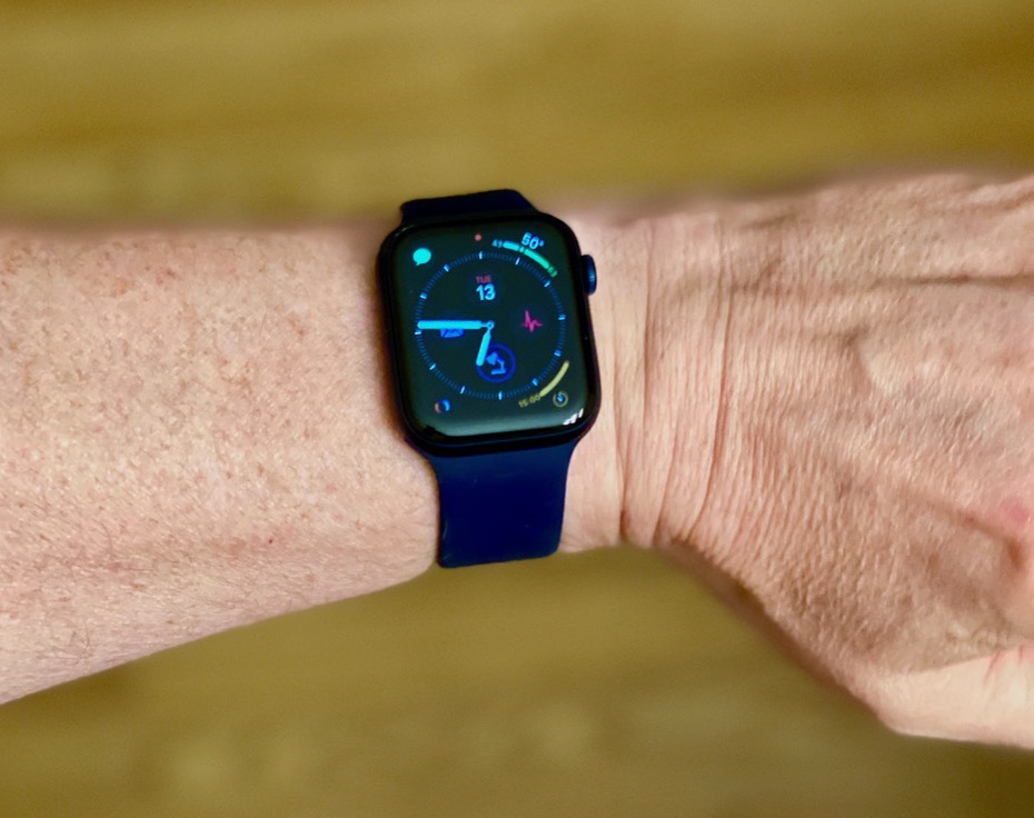 Series 6 with blue solo loop on his wrist