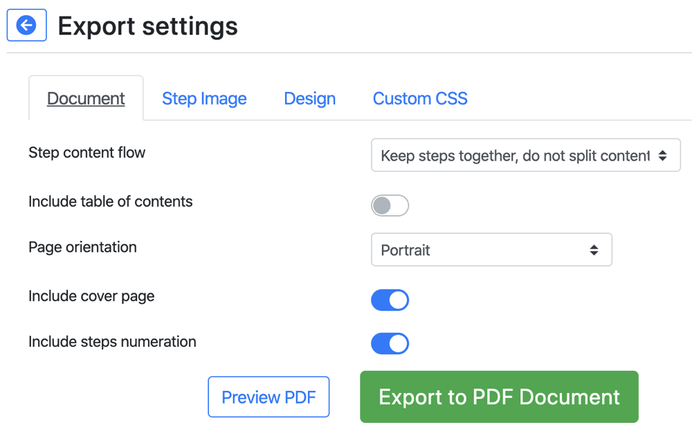 Folge Export Settings Document