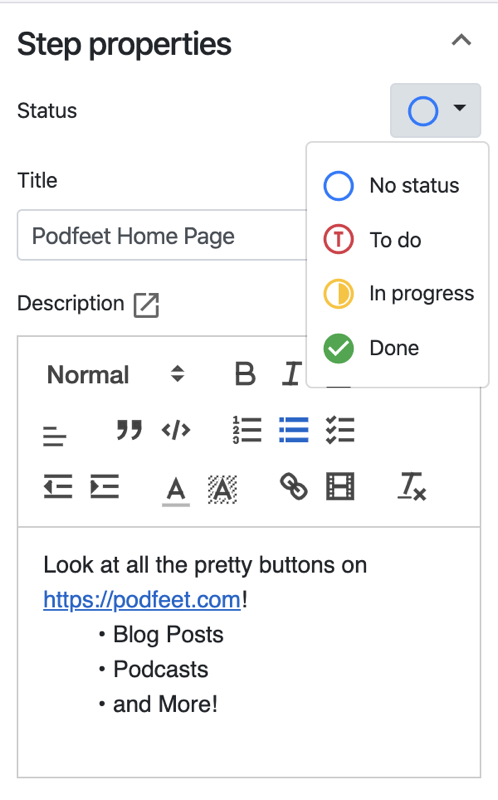 Folge Step Properties