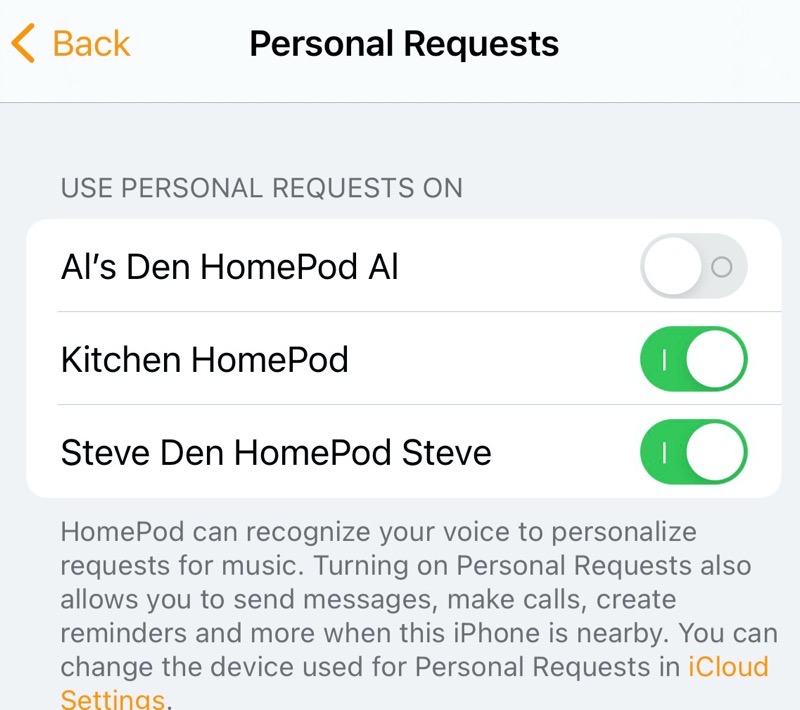 Steves Personal Requests by HomePod