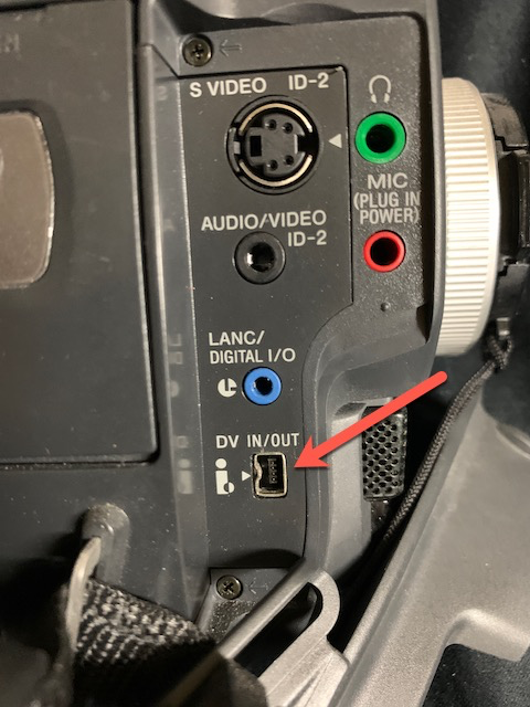 DV in/out on back of camcorder