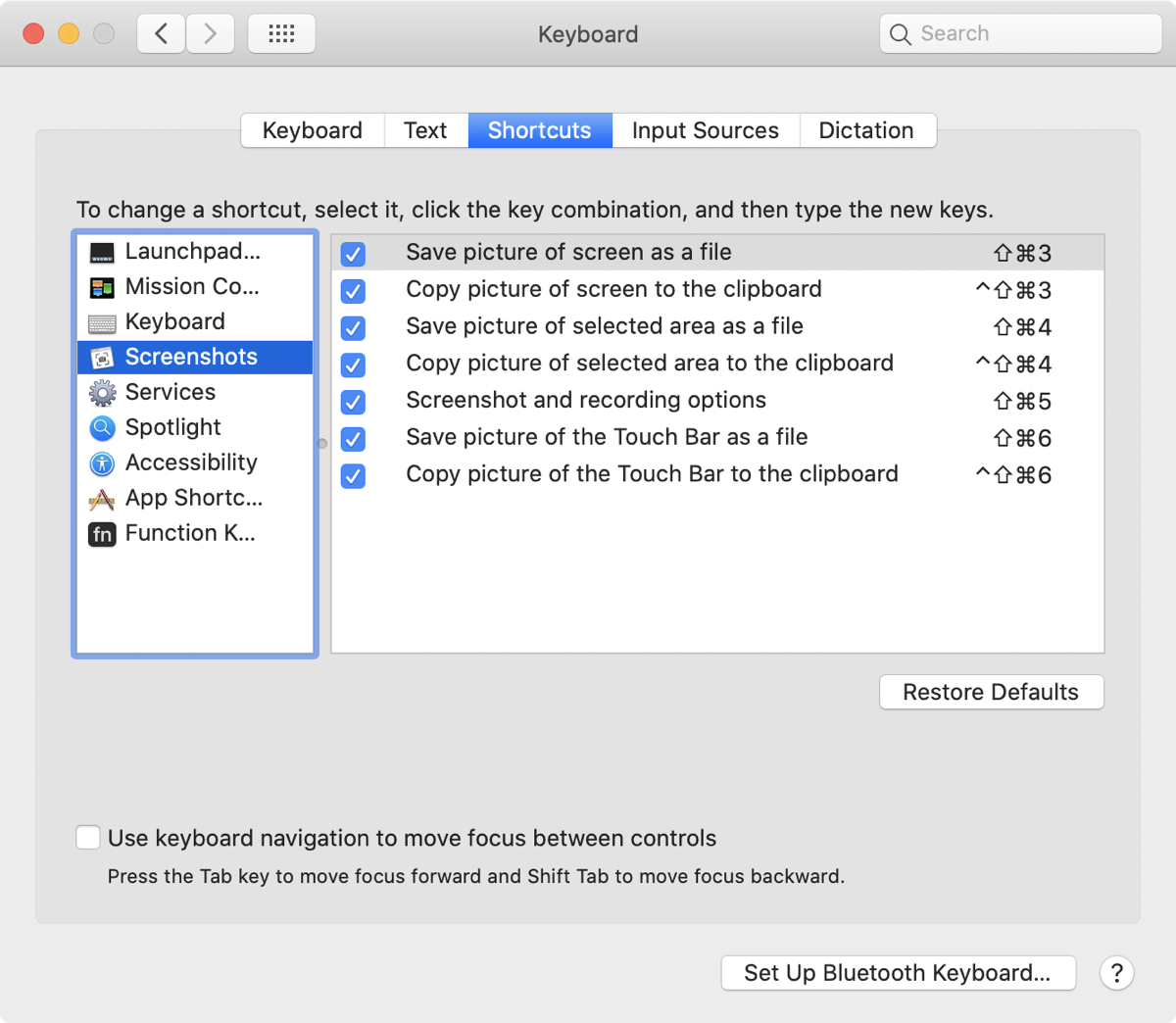 Keyboard System Prefs to See and Set Keystrokes