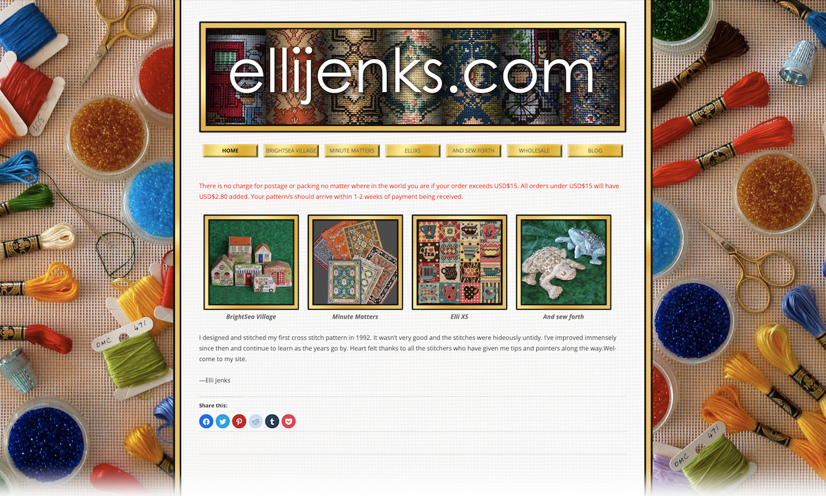 ElliJenks.com web site front page