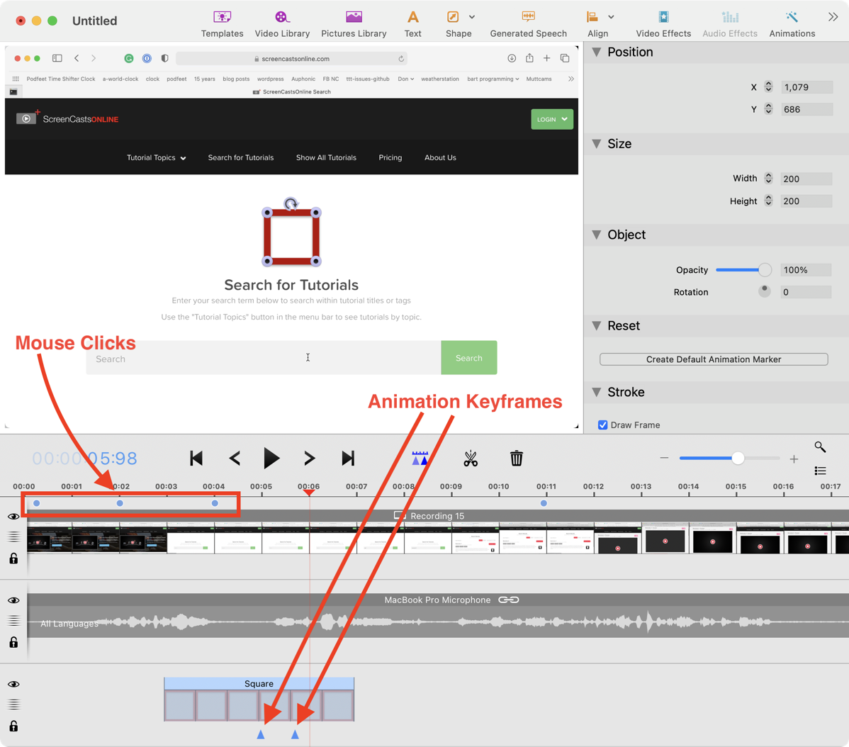 Mouse Clicks and Keyframes