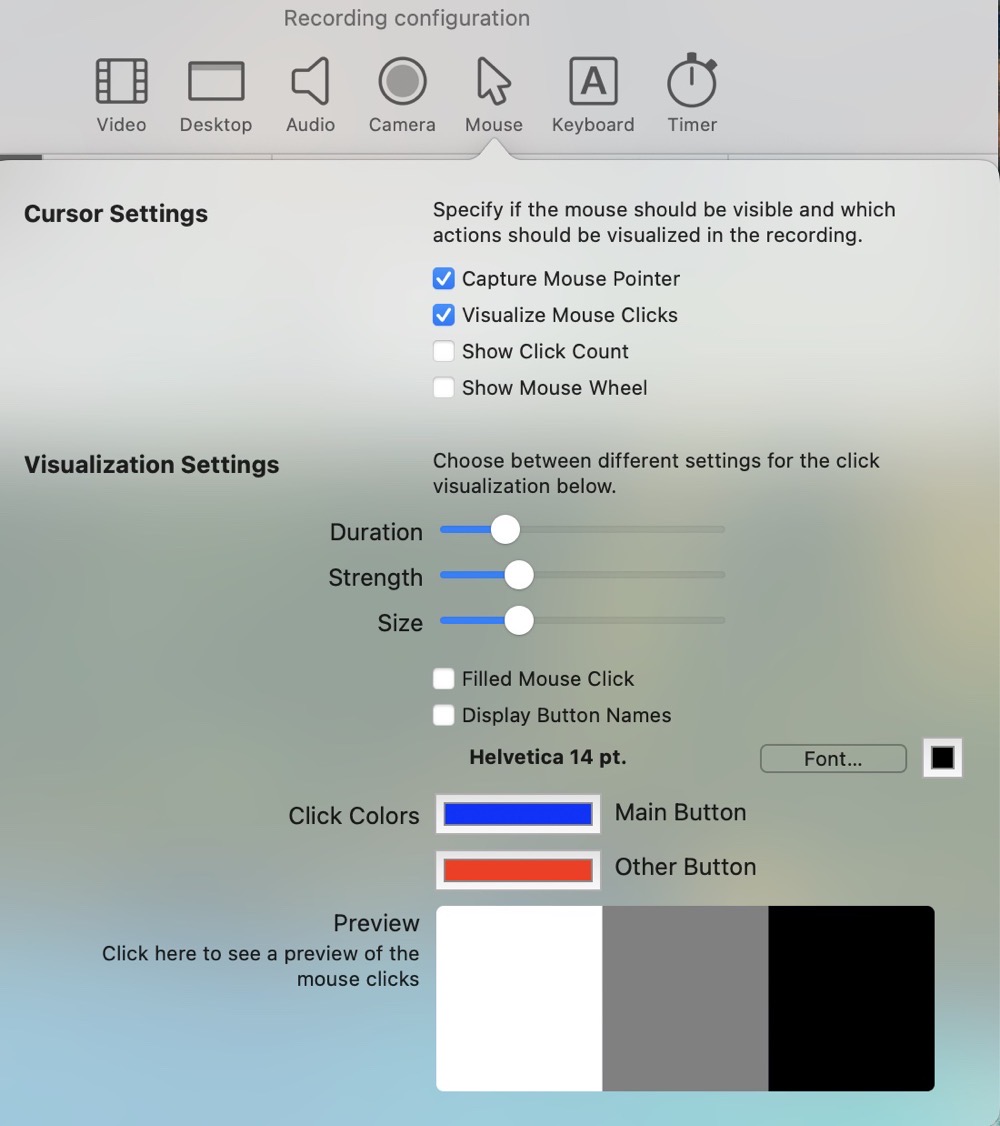 Mouse Visualization Configuration