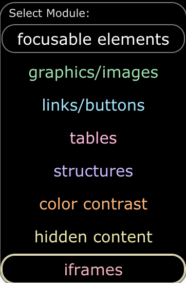 ANDI 7 Focusable Areas Dropdown