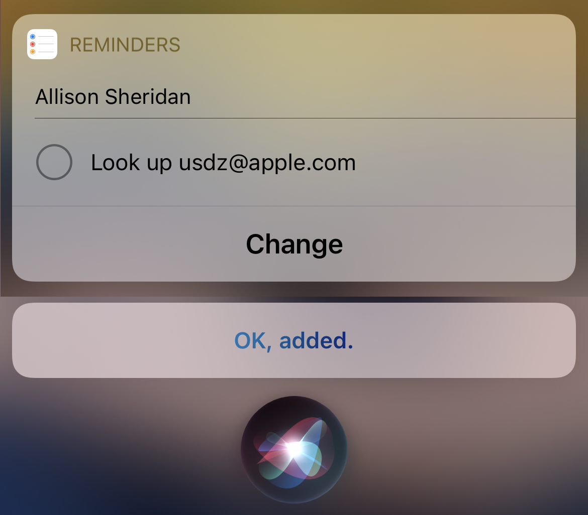 siri dictation successfully understanding Look up used@apple.com
