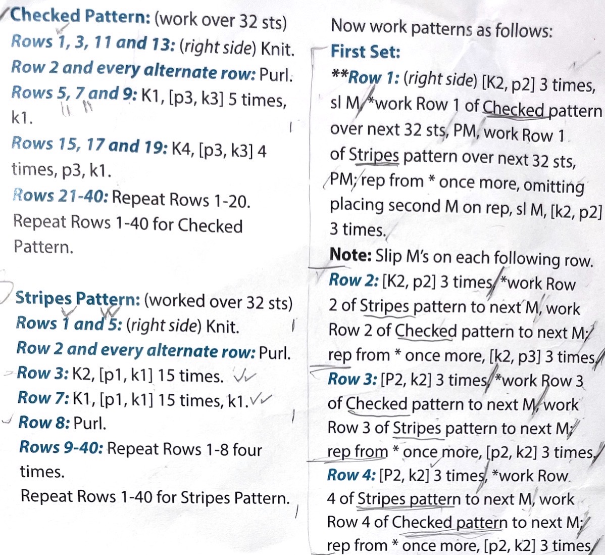 Knitting Pattern as Written