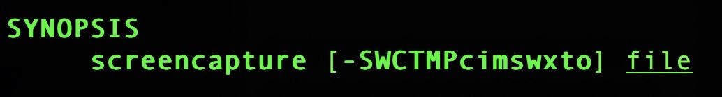 Synopsis of `screencapture` Command
