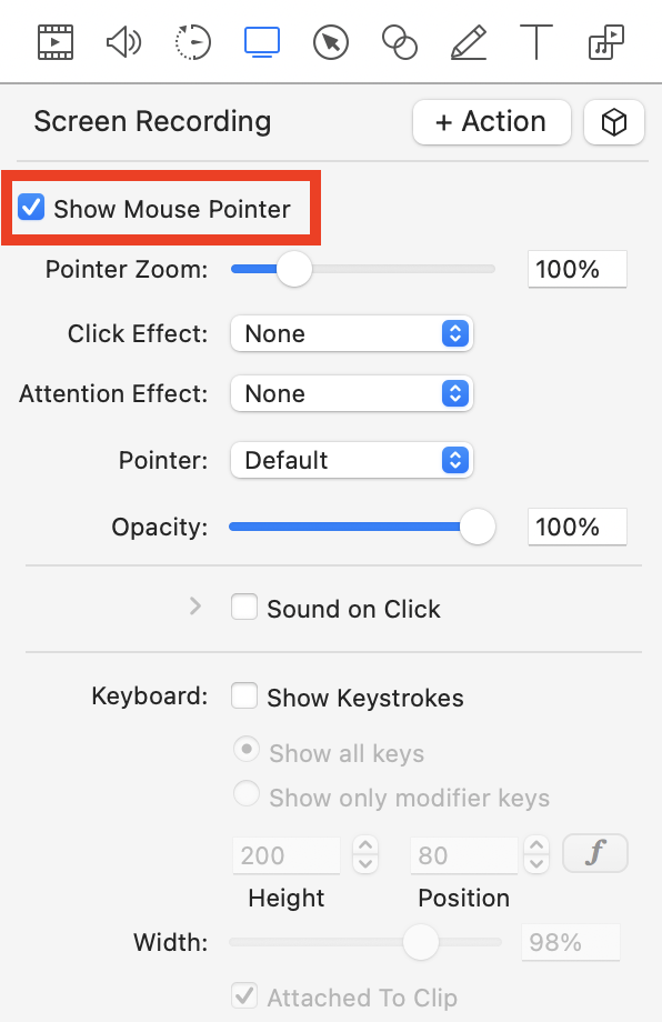 ScreenFlow Video Action Show Hide Cursor