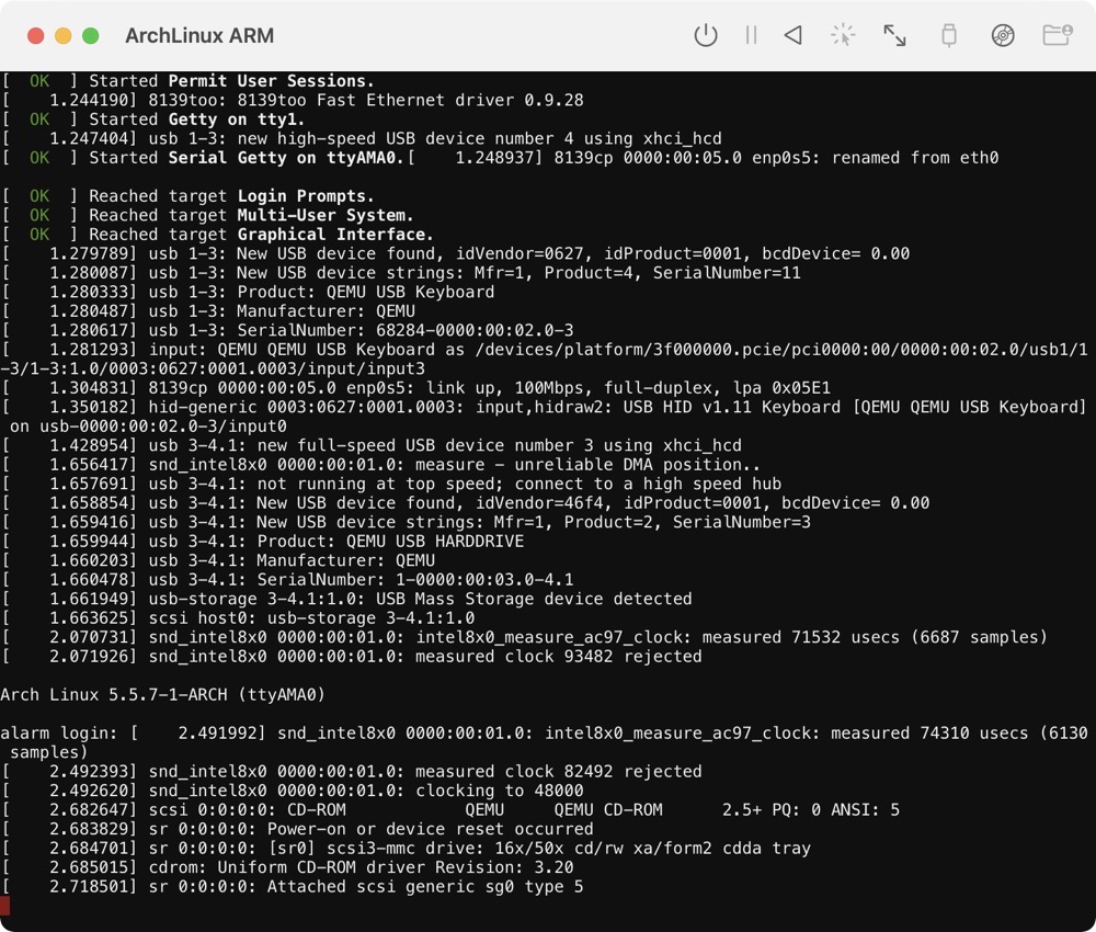 UTM ArchLinux Stuck