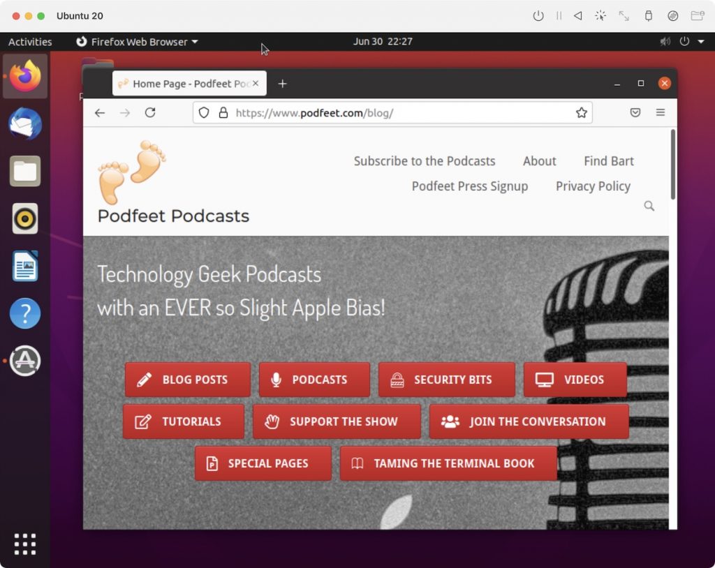 UTM Podfeet on Ubuntu