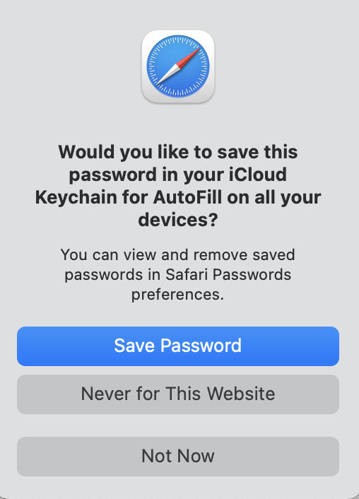 ICloud Keychain Offers to Save Password