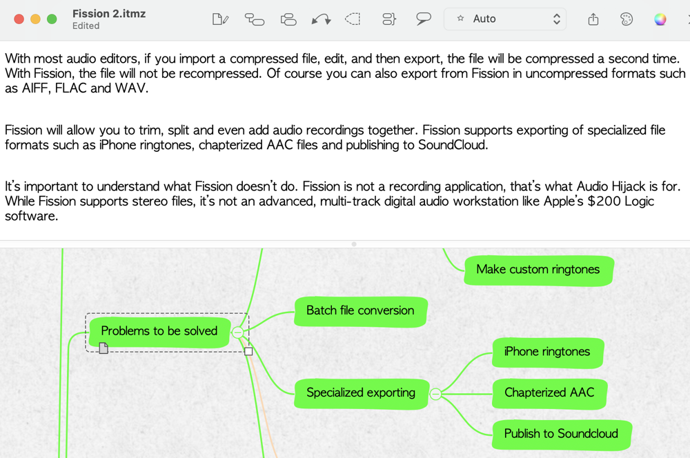 iThoughts Showing Notes Field